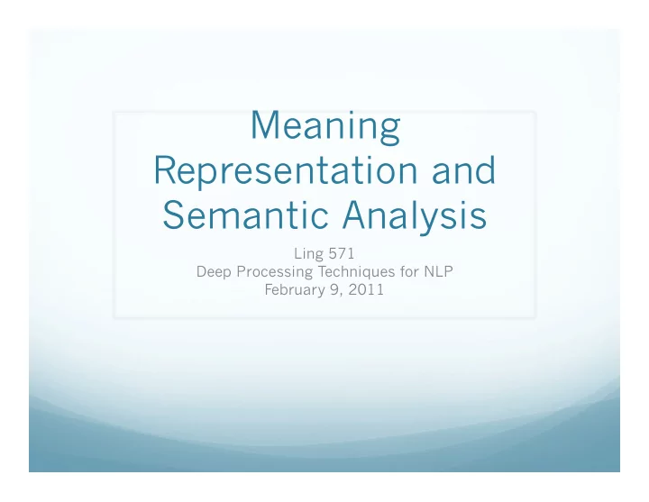 meaning representation and semantic analysis