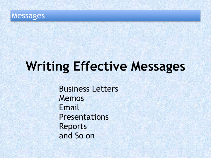 writing effective messages