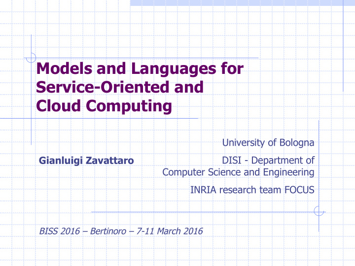 models and languages for service oriented and