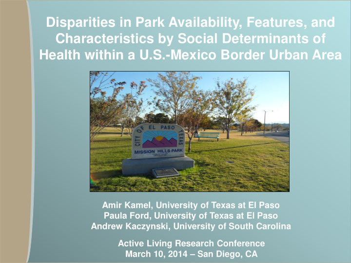 disparities in park availability features and