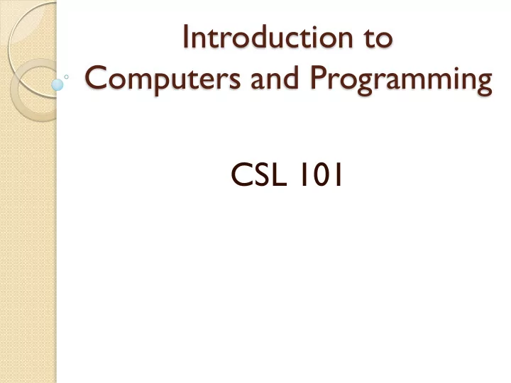 csl 101 logistics