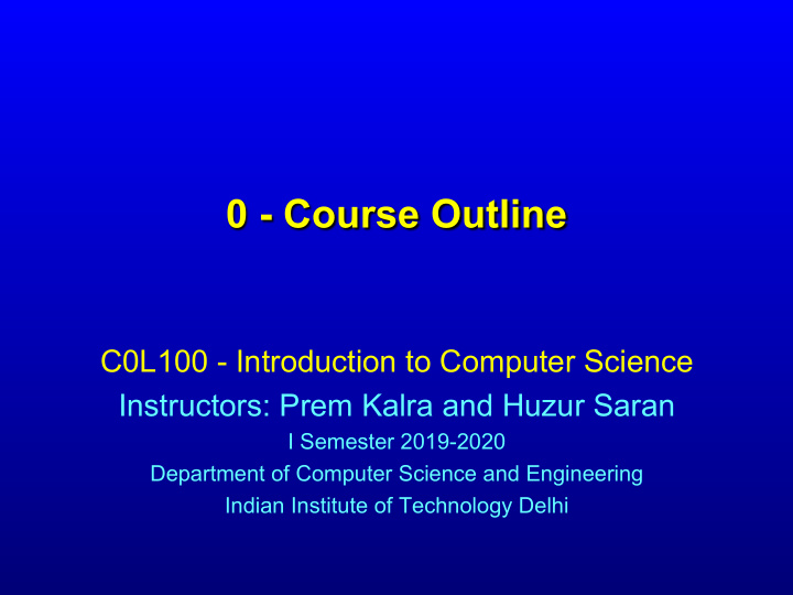 0 course outline