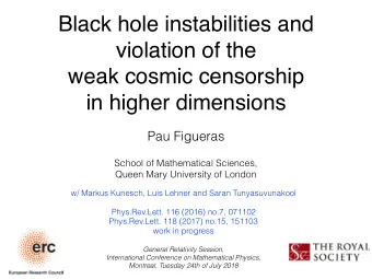 Black hole instabilities and  violation of the  weak cosmic censorship  in higher dimensions  Pau