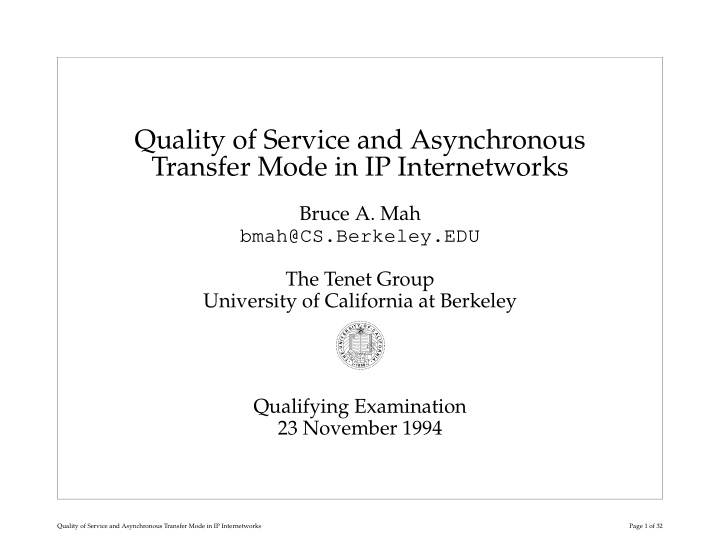 quality of service and asynchronous transfer mode in ip