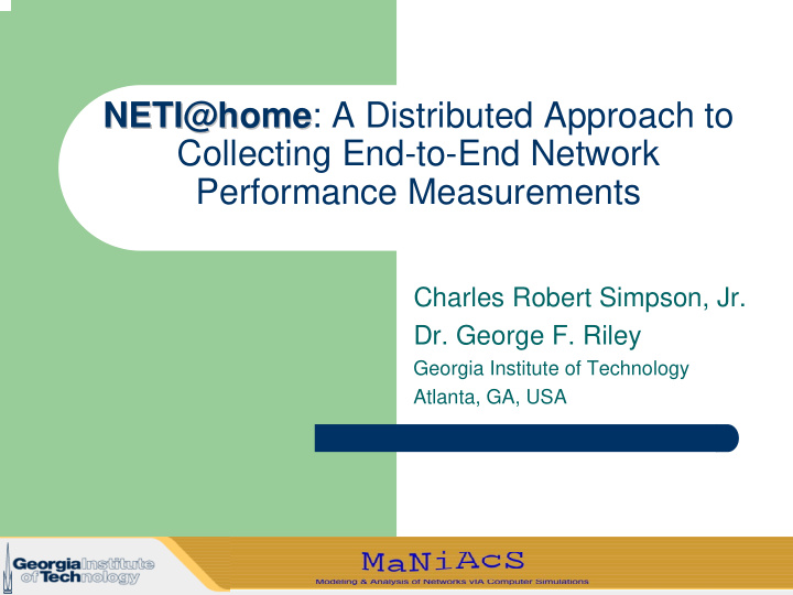 neti home a distributed approach to neti home collecting