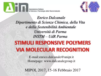 e della Sostenibilit Ambientale  Universit di Parma INSTM  UdR Parma