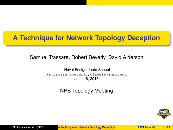 a technique for network topology deception