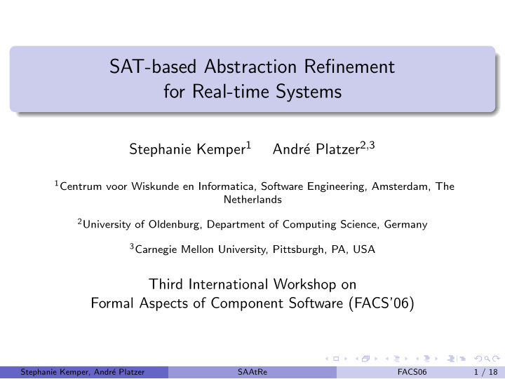 sat based abstraction refinement for real time systems