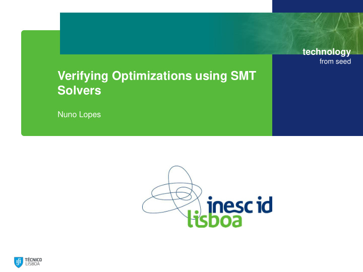 verifying optimizations using smt