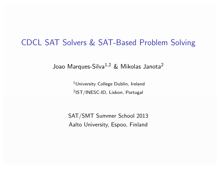 cdcl sat solvers sat based problem solving