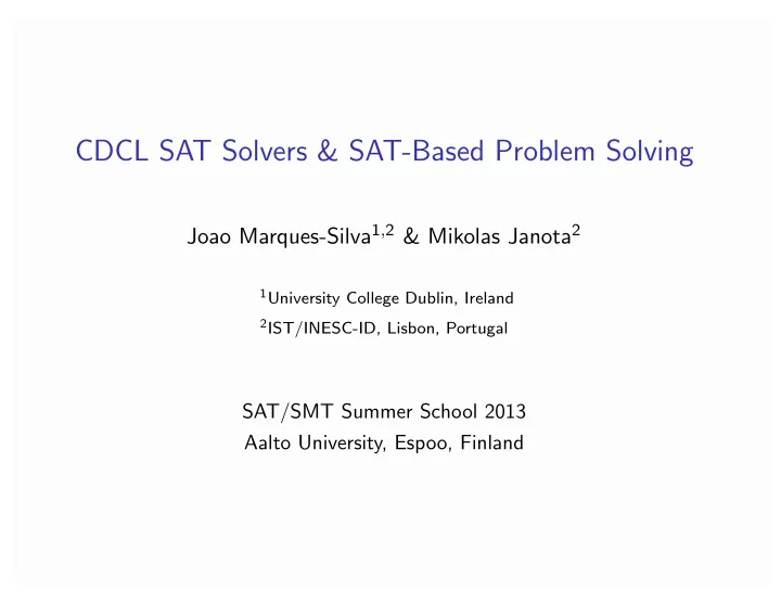 cdcl sat solvers sat based problem solving