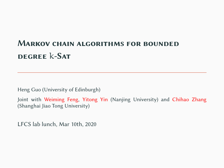 markov chain algorithms for bounded