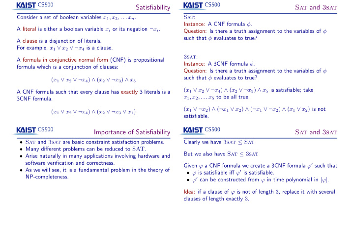 satisfiability sat and 3sat