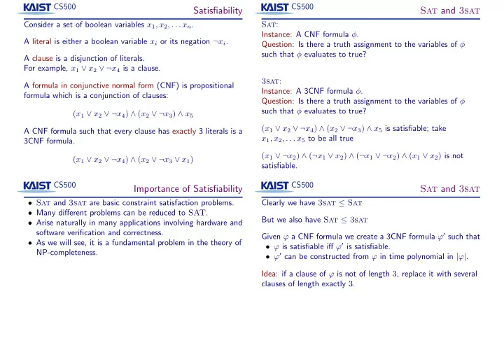 satisfiability sat and 3sat