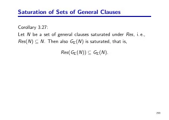 Saturation of Sets of General Clauses  Corollary 3.27: Let N be a set of general clauses saturated