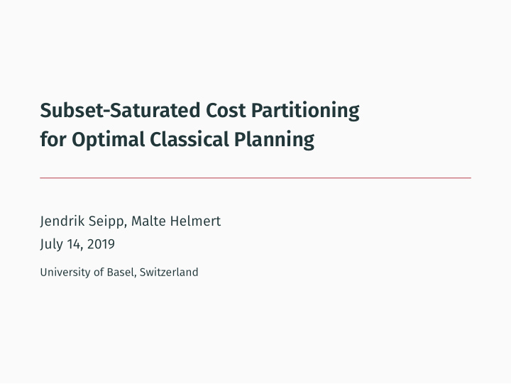 subset saturated cost partitioning for optimal classical