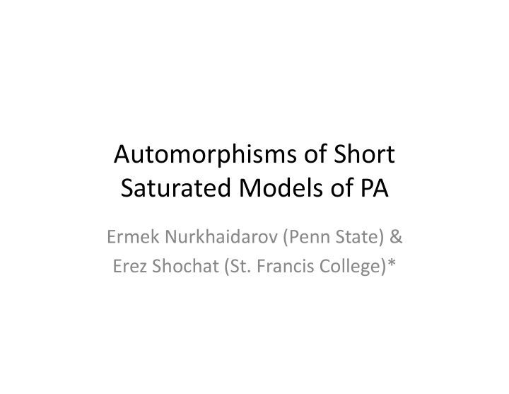 automorphisms of short saturated models of pa