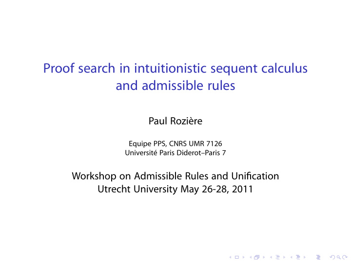 proof search in intuitionistic sequent calculus and