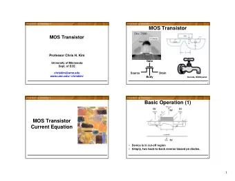 MOS Transistor  MOS Transistor  Professor Chris H. Kim  Gate  University of Minnesota  Dept. of ECE