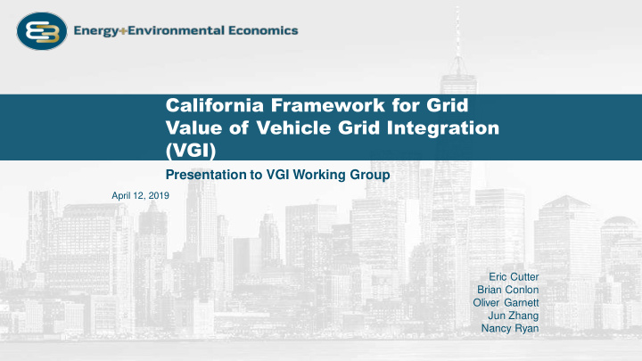 california framework for grid value of vehicle grid