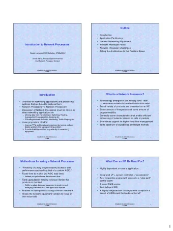 1  Common Features in NPs  NP Architectural Challenges    Application-specific architecture