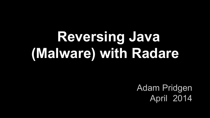 reversing java malware with radare