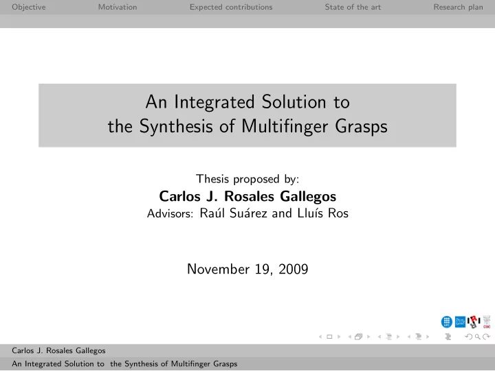 an integrated solution to the synthesis of multifinger