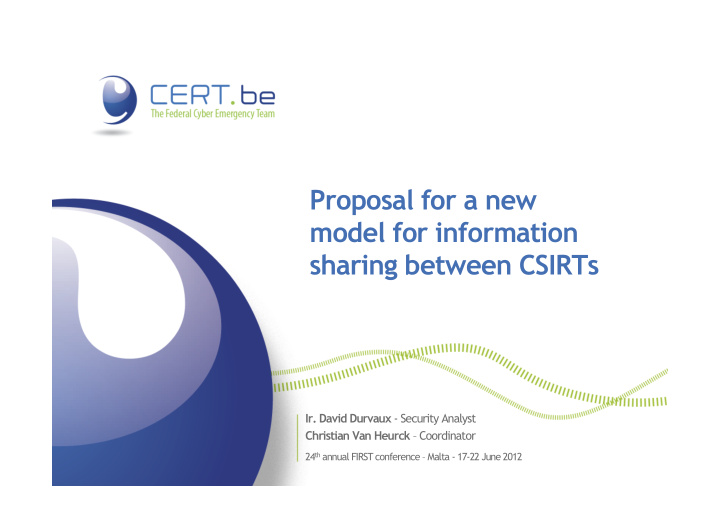 proposal for a new model for information sharing between