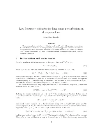 Low frequency estimates for long range perturbations in  divergence form  Jean-Marc Bouclet