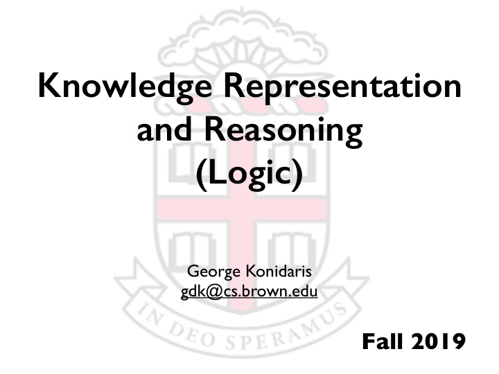 knowledge representation and reasoning logic
