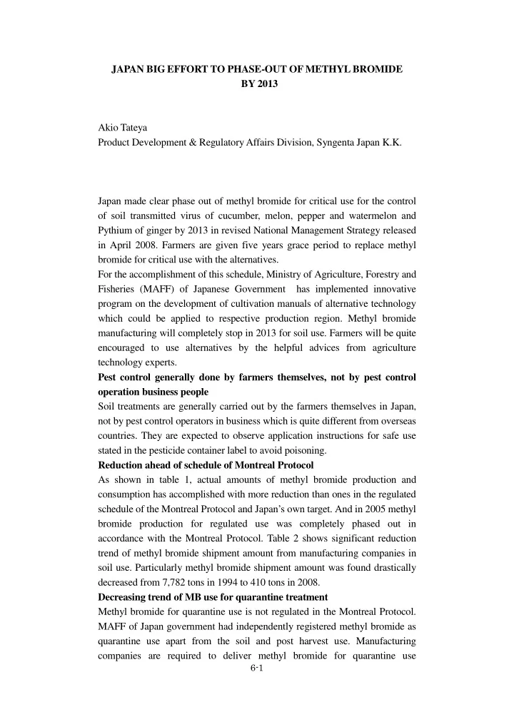 japan big effort to phase out of methyl bromide by 2013