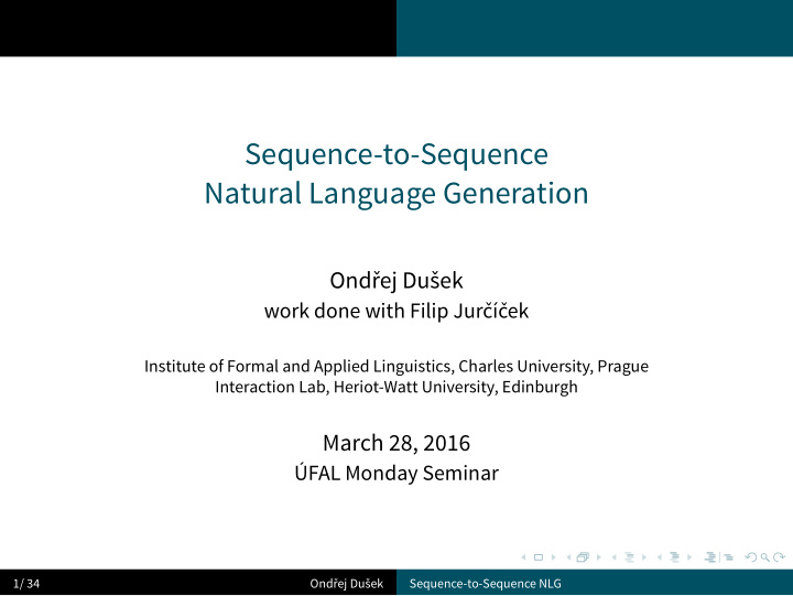 sequence to sequence natural language generation