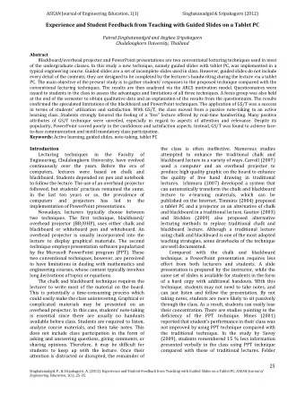 Experience and Student Feedback from Teaching with Guided Slides on a Tablet PC Pairod