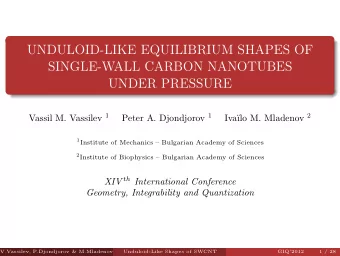 UNDULOID-LIKE EQUILIBRIUM SHAPES OF  SINGLE-WALL CARBON NANOTUBES  UNDER PRESSURE Vassil M.