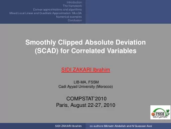 Smoothly Clipped Absolute Deviation  (SCAD) for Correlated Variables  SIDI ZAKARI Ibrahim  LIB-MA,