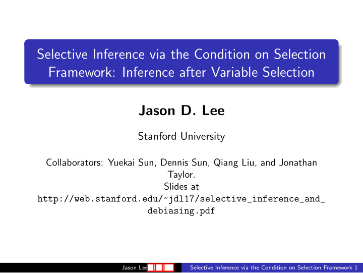 selective inference via the condition on selection