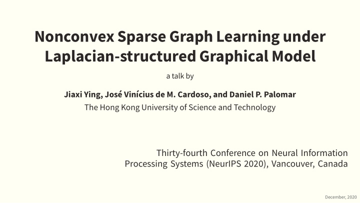 nonconvex sparse graph learning under laplacian