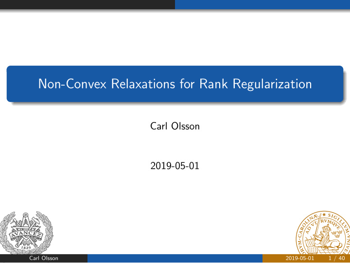 non convex relaxations for rank regularization