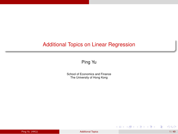 additional topics on linear regression