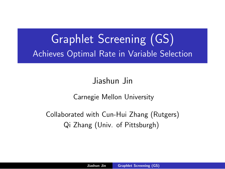 graphlet screening gs