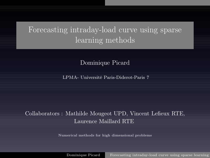 forecasting intraday load curve using sparse learning