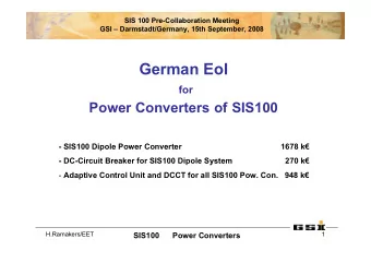 German EoI  for  Power Converters of SIS100  - SIS100 Dipole Power Converter  1678 k  -