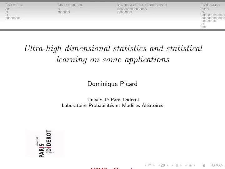 ultra high dimensional statistics and statistical