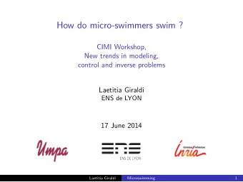 How do micro-swimmers swim ?  CIMI Workshop,  New trends in modeling,  control and inverse problems