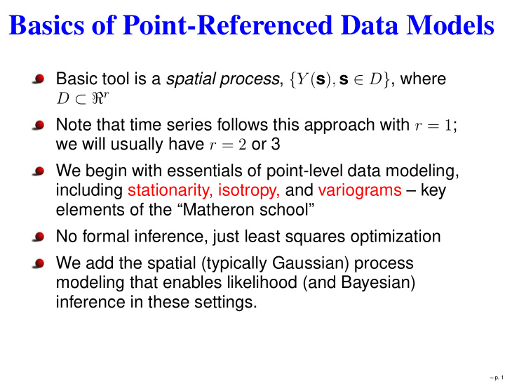 basics of point referenced data models