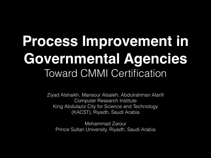 process improvement in governmental agencies