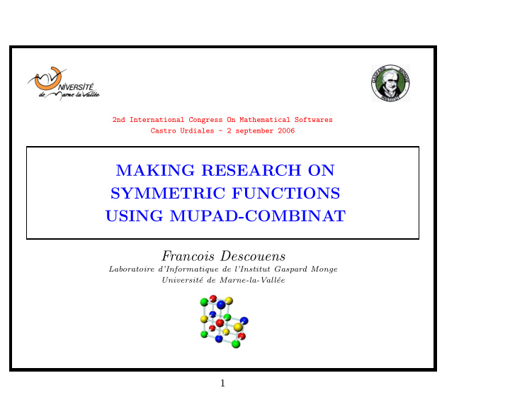 making research on symmetric functions using mupad