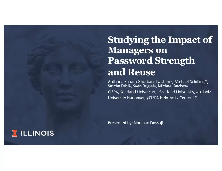 studying the impact of managers on password strength and