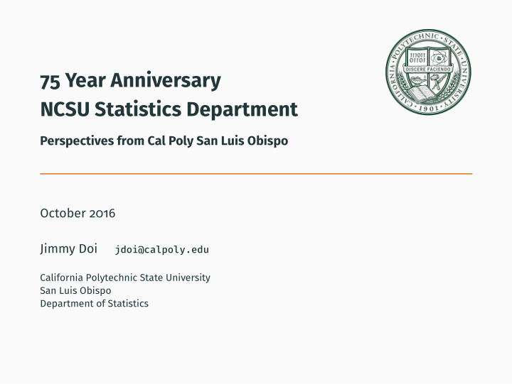 75 year anniversary ncsu statistics department