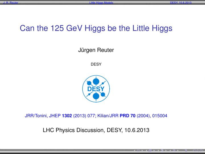 can the 125 gev higgs be the little higgs